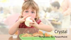  Presentation with school cafeteria - Slide set enhanced with school girl child having cafeteria background and a lemonade colored foreground