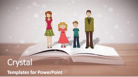  Presentation with unity - Slide deck consisting of school girl education objects symbols - drawing of a happy family background and a  colored foreground