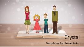  Presentation with unity - Amazing slide set having school girl education objects symbols - drawing of a happy family backdrop and a  colored foreground