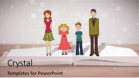  Presentation with unity - Beautiful PPT layouts featuring school girl education objects symbols - drawing of a happy family backdrop and a  colored foreground