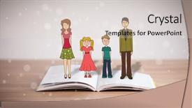  Presentation with unity - Slide deck enhanced with school girl education objects symbols - drawing of a happy family background and a lemonade colored foreground