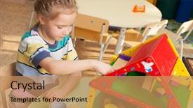  Presentation with infant care - Amazing PPT layouts having school girl playing at infant backdrop and a coral colored foreground