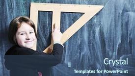  Presentation with school - Colorful presentation design enhanced with school girl portrait on math backdrop and a ocean colored foreground