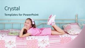  Presentation with old school punk rock leather - Amazing slide set having school girl reading a book backdrop and a sky blue colored foreground