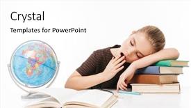  Presentation with school desk - Presentation design having school girl reading studying books background and a white colored foreground