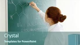  Presentation with naughty girl is standing - Cool new slide deck with school girl standing at chalkboard backdrop and a  colored foreground