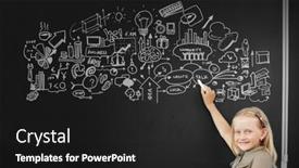  Presentation with chalk - Slide deck with school-girl-writing-chalk-sketches background and a dark gray colored foreground