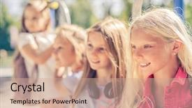  Presentation with school sport - Slide deck having school girls on the sport background and a  colored foreground