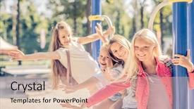  Presentation with school sport - Beautiful PPT layouts featuring school girls on the sport backdrop and a  colored foreground