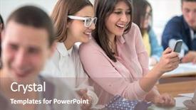  Presentation with high school - Presentation consisting of school girls typing on mobile background and a  colored foreground