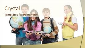  Presentation with educational - Presentation with school globe - educational theme group of emotional background and a cream colored foreground