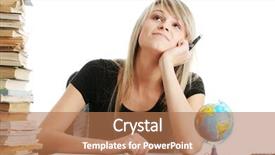  Presentation with teen girl - Colorful presentation theme enhanced with school globe - teen girl learning backdrop and a  colored foreground