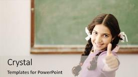  Presentation with children education - Amazing PPT theme having school happy children learning backdrop and a soft green colored foreground