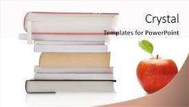  Presentation with apple on open books - Colorful PPT theme enhanced with principal students - books and apple backdrop and a white colored foreground