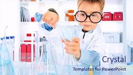  Presentation with cute science - Slides enhanced with cute boy is making science background and a sky blue colored foreground