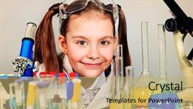  Presentation with science - Slides featuring pediatric medical - little girl is making science background and a yellow colored foreground