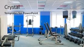  Presentation with club - Theme enhanced with recreation center - room with gym equipment background and a light blue colored foreground