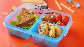  Presentation with lunchbox - Amazing slide set having school cookies - tasty sandwich and fruits backdrop and a coral colored foreground