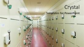  Presentation with locker room - PPT theme having school health safety - locker room background and a mint green colored foreground