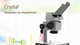  Presentation with microscope - Theme consisting of school health safety - modern microscope in office background and a  colored foreground