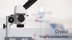  Presentation with microscope - PPT theme having school health safety - modern microscope in office background and a  colored foreground