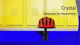  Presentation with locker room - Presentation theme having school health safety - yellow locker room doors background and a blonde colored foreground