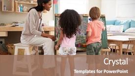  Presentation with school children - Audience pleasing presentation consisting of school helping children in art backdrop and a coral colored foreground