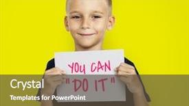  Presentation with teacher and student - Theme featuring school house - old schoolhouse with teacher's lectern background and a tawny brown colored foreground