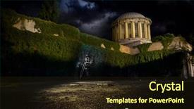  Presentation with urban - PPT theme enhanced with school house - old urban industrial building background and a wine colored foreground