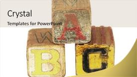  Presentation with abc - Theme consisting of school house - old wooden blocks abc background and a coral colored foreground