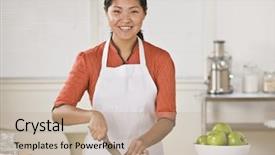  Presentation with asian - Slides consisting of school house - smiling asian woman standing background and a mint green colored foreground