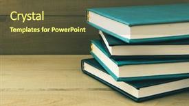  Presentation with stack books - Cool new PPT layouts with school house - stack of books backdrop and a tawny brown colored foreground