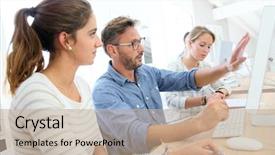  Presentation with internship - Beautiful PPT theme featuring school instructor helping students backdrop and a coral colored foreground