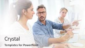  Presentation with internship - PPT layouts enhanced with school instructor helping students background and a white colored foreground