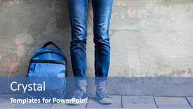  Presentation with kid feet - Slide set with school-kid-feet-in-jeans background and a ocean colored foreground