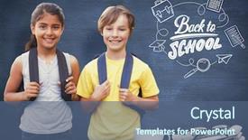  Presentation with maths for school kids - PPT layouts with school kids against blue chalkboard background and a ocean colored foreground