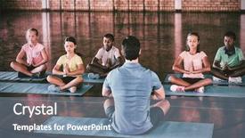  Presentation with school kids - Slide set consisting of school kids and teacher meditating background and a seafoam green colored foreground