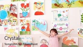  Presentation with preschool - Amazing PPT theme having school kids arts - child in art class backdrop and a lemonade colored foreground