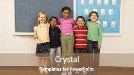  Presentation with diverse classroom - Beautiful PPT theme featuring school kids diversity - group of diverse young students backdrop and a coral colored foreground