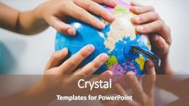  Presentation with school kids - Cool new theme with school kids holding globe backdrop and a tawny brown colored foreground