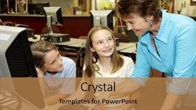  Presentation with school kids - Amazing PPT theme having school kids how to use backdrop and a coral colored foreground