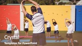  Presentation with exercise kids - Amazing presentation theme having school kids in schoolyard backdrop and a tawny brown colored foreground