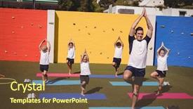  Presentation with kids exercise - Beautiful slide set featuring school kids in schoolyard backdrop and a tawny brown colored foreground