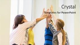  Presentation with school professional learning community - Colorful PPT layouts enhanced with school kids making high five backdrop and a  colored foreground