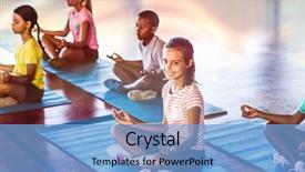  Presentation with basketball court - Cool new theme with school kids meditating during yoga backdrop and a light blue colored foreground