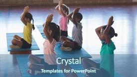  Presentation with kids gym - PPT layouts consisting of school kids meditating during yoga background and a ocean colored foreground