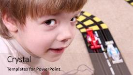  Presentation with school police - Slide deck with school kids police - little boy playing with toy background and a  colored foreground