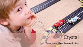  Presentation with policia lights of police car - Cool new slide deck with school kids police - little boy playing with toy backdrop and a  colored foreground