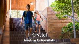  Presentation with kids wheelchair at school - Slide deck consisting of school kids walking on staircase background and a  colored foreground