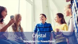  Presentation with children talking - Presentation consisting of school kids with soda can background and a ocean colored foreground